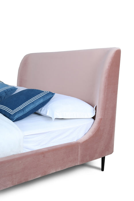 Heather Mid-Century Modern Velvet Upholstered Full Bed in Blush and Black