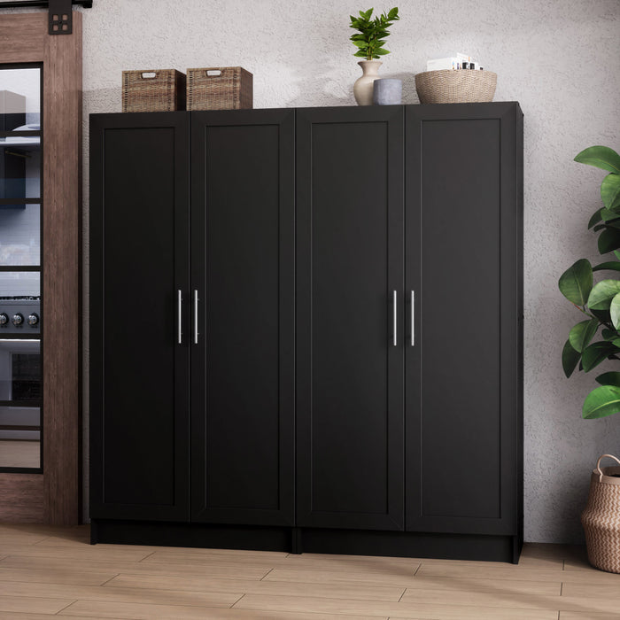 Elite Accent Storage Cabinet with Panel Doors & 3 Shelves - Black