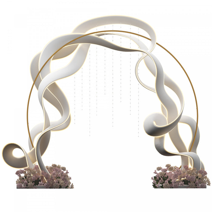 Outsunny 9.1ft Gold Wedding Arch Round Backdrop Stand For Birthday Party