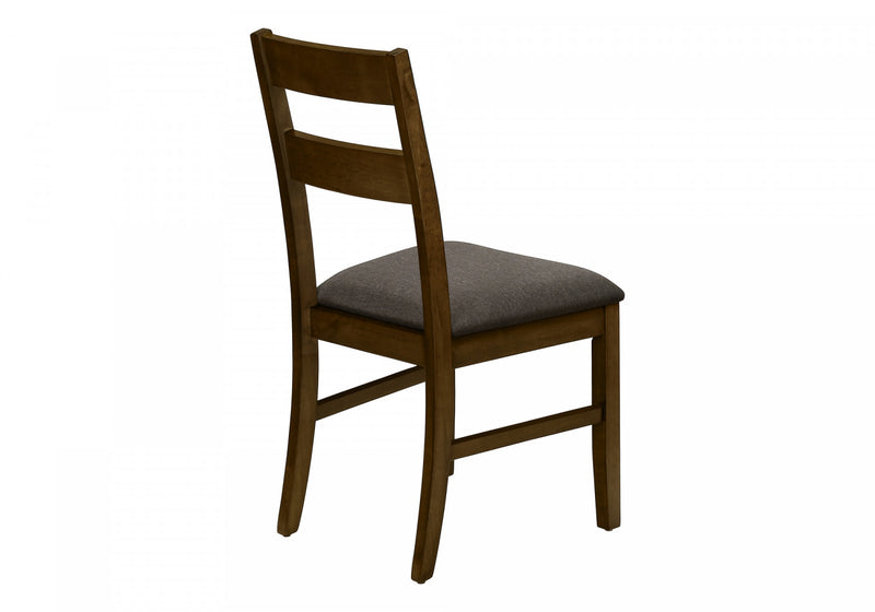 Dining Chair Set of 2 Dining Room Kitchen Brown Solid Wood Brown Fabric Transitional