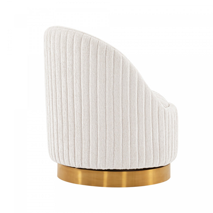 Leela Modern Chenille Swivel Lounge Chair in Cream - Set of 2 Accent Chair