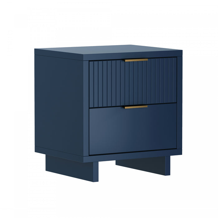 Elara Contemporary 18\" Solid Wood Nightstand in Midnight Blue (2-Drawer)