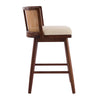 Talia Wooden Counter Height Bar Stool Set of 2 with Rattan Backrest,Walnut | Talia – Lot de 2 tabourets de bar de hauteur comptoir en bois avec dossier en rotin, finition noyer