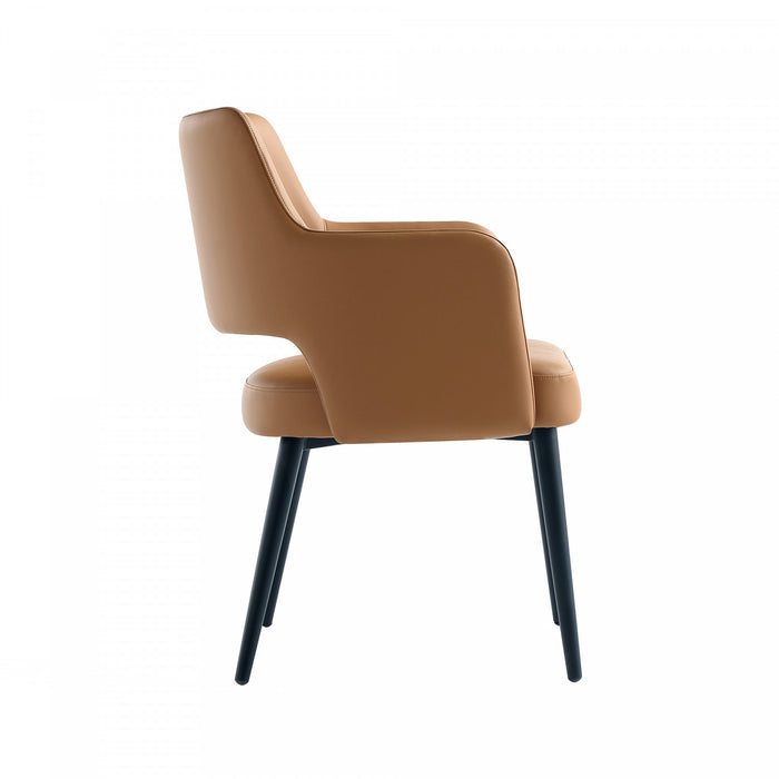 Tremont Modern Metal Vegan Leather Armchair in Saddle