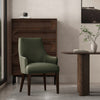 Beever Modern Chenille Wood Armchair in Forest Green | Fauteuil moderne Beever en bois avec revetement chenille vert foret