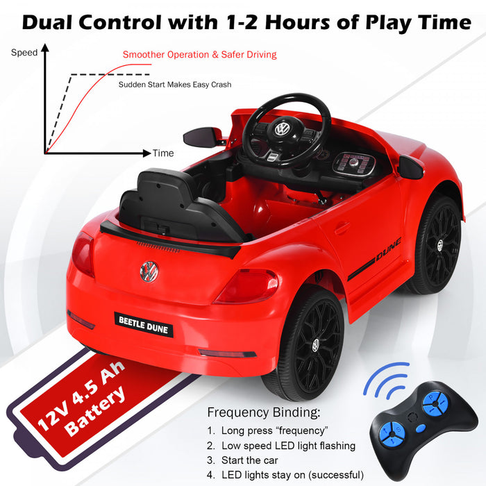 Costway 12v Kids Ride On Car Licensed Volkswagen Beetle W/ Remote Control & Music Red