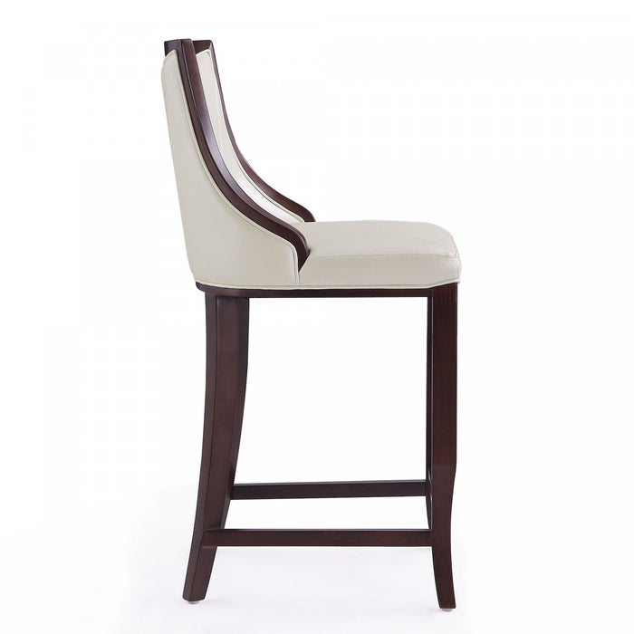 Emperor Traditional Wood Upholstered Barstool in Pearl White - Set of 2