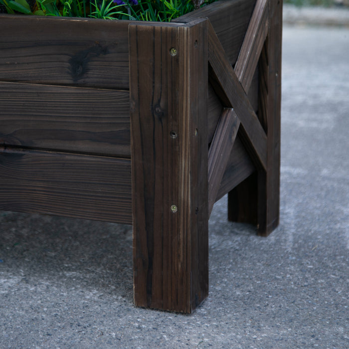 Outsunny 3.3 X 1.2 X 1.2 Ft Garden Raised Bed Planter Grow Containers For Outdoor Patio Plant Flower Vegetable Pot Fir Wood, Carbonized