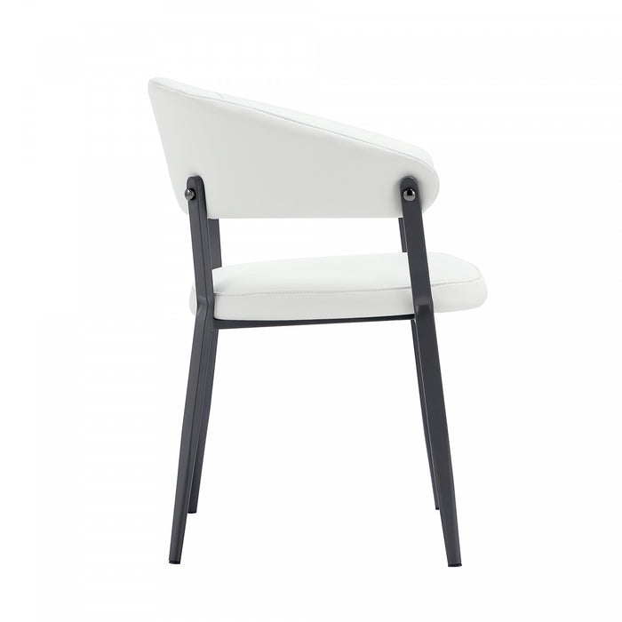 Belle Modern Metal Upholstered Dining Chair in White - Set of 2