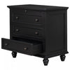 U_Style 27.6 Inch Painted Nightstand with Pull-Out Tray and 3 Drawers, Black | U_Style Table de Nuit Peinte 27.6 po avec Tiroir Coulissant et 3 Tiroirs, Noir