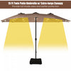 Costway 15Ft Patio Double-Sided Solar LED Market Umbrella Crank Base Tan