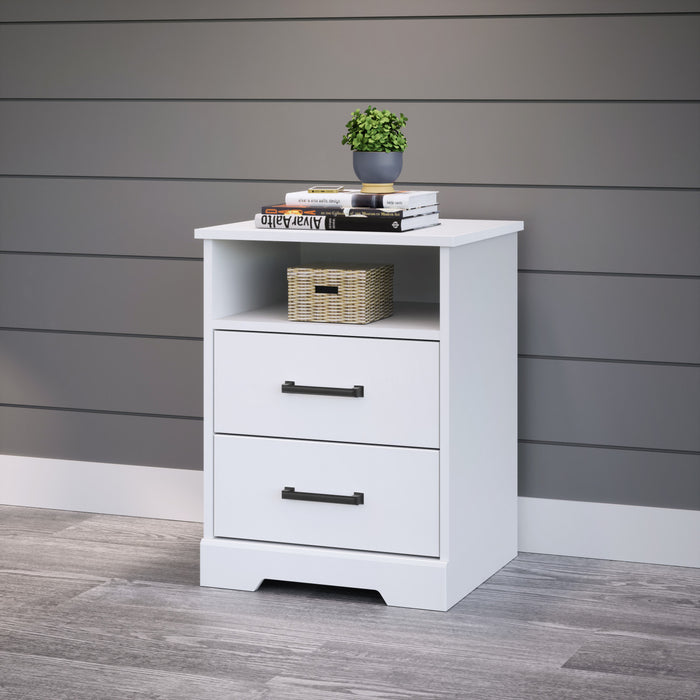 Prepac Rustic Ridge Farmhouse 2-Drawer Nightstand - White