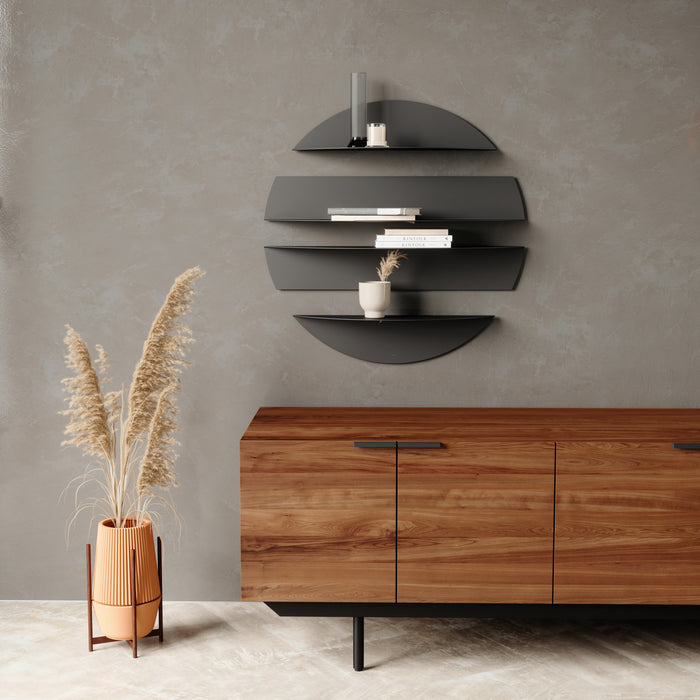 Umbra Modern Steel Solis Decorative Floating Wall Shelves - Black
