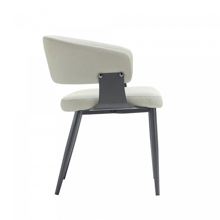 Luce Modern Textured Vegan Leather Metal Dining Chair in Oatmeal - Set of 2