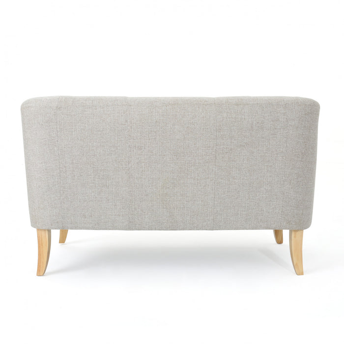 Zona Linen-look Fabric Loveseat With Flared Wood Legs - Beige