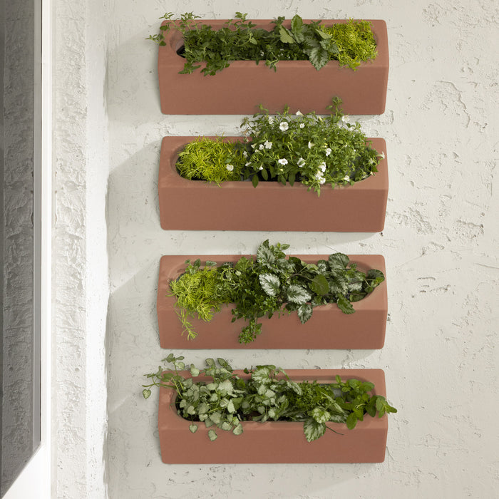 Dalya 4-Piece Outdoor Wall Planter - Burnt Orange