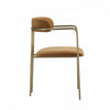 Serene Mid-Century Modern Metal Upholstered Dining Chair in Turmeric | Chaise de salle a manger moderne mi-siecle en metal et tissu, coloris curcuma