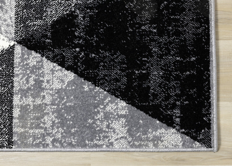 Covington Black White Grey Distressed Geometric Triangle Rug, 5'3\" x 7'7\" Indoor Area Rug