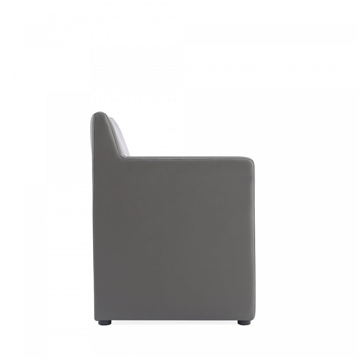Anna Square Modern Vegan Leather Armchair in Graphite - Set of 2