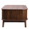 Grain 43.5 Inch Rattan Coffee Table with Sliding Doors, Drawers and Solid Wood Legs, Wood | Grain Table Basse en Rotin 43.5 po avec Portes Coulissantes, Tiroirs et Pieds en Bois Massif, Bois