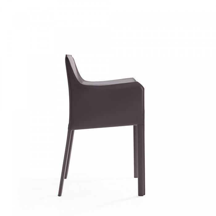 Paris Modern Vegan Leather Side Chair in Gray - Set of 2