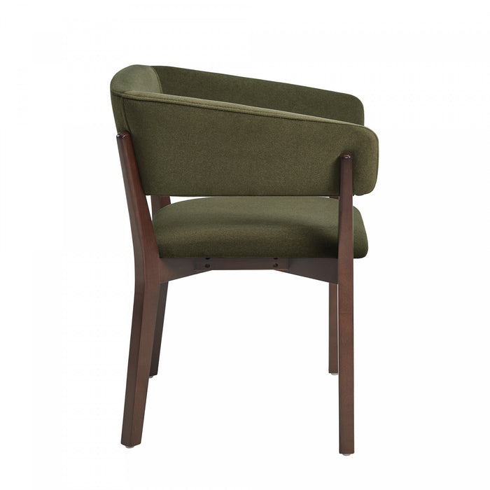 Blake Modern Wood Faux Mohair Armchair in Green