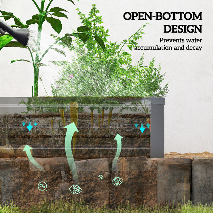 Outsunny 8x2x1ft Raised Garden Bed Large Galvanized Elevated Planter Box