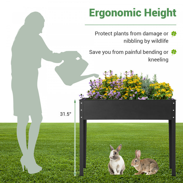 Costway 40\" Raised Garden Bed With Legs Metal Elevated Planter Box Drainage Hole Backyard