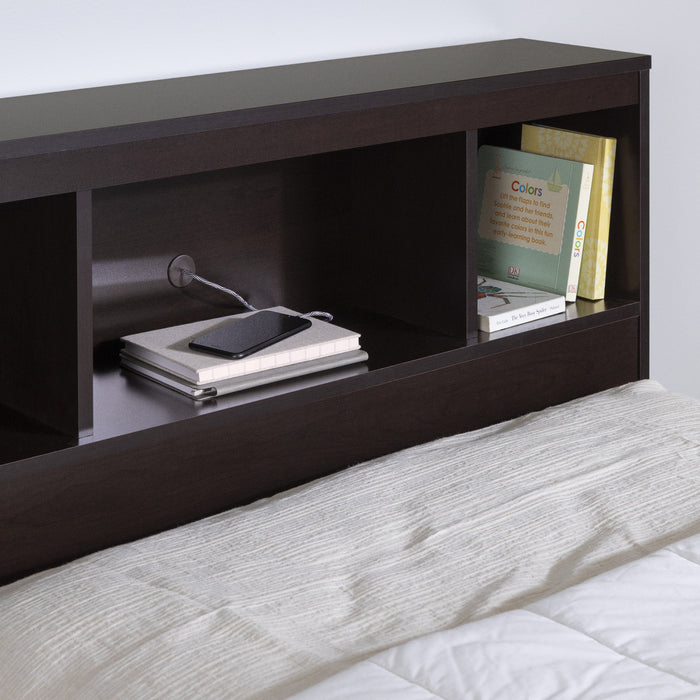 Spark Bookcase Headboard With Storage - Chocolate 