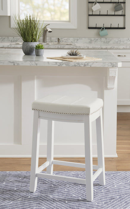 Claridge Fabric Backless Counter-Height Stool - White