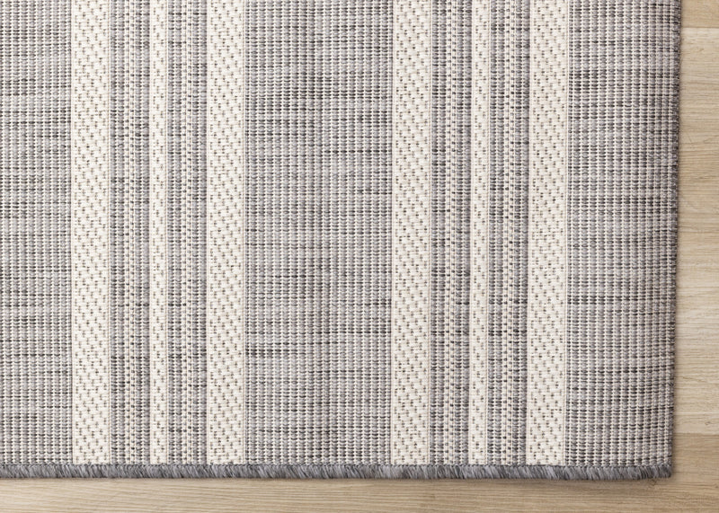Jackson Cream Taupe Banded Stripes Rug, 7'10\" 10'6\" Outdoor Area Rug