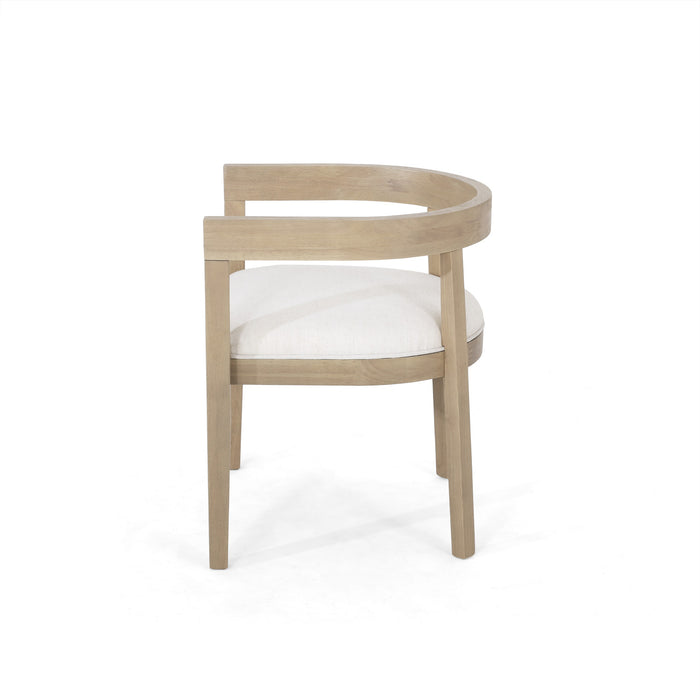 Tina Dining Arm Chairs Set Of 2 With Upholstery Fabric,open Back Style - Beige 