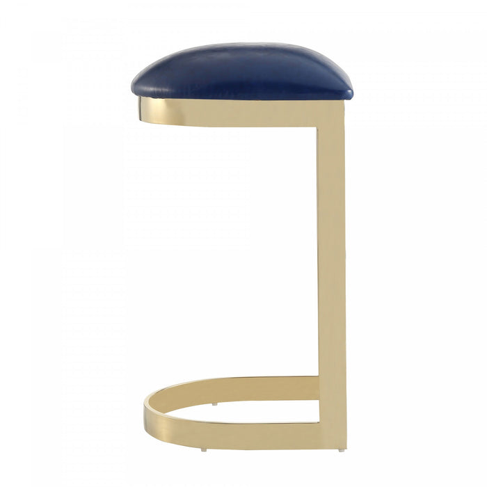 Aura Modern Metal Upholstered Barstool in Blue - Set of 3 Bar Stool