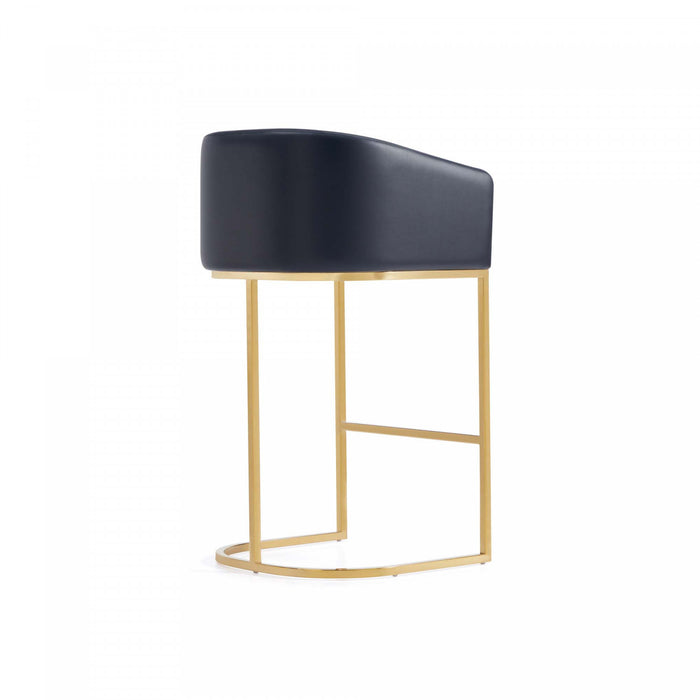 Louvre Mid-Century Modern Metal Upholstered Barstool in Black - Set of 3 Bar Stool