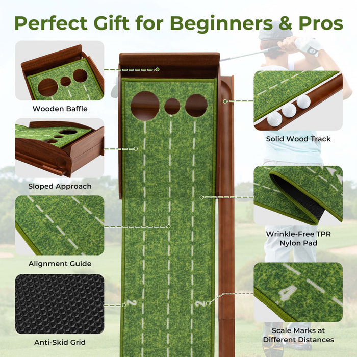 Costway Putting Green Practice Golf Putting Mat With Auto Ball Return And 3 Hole Sizes
