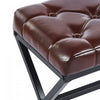 Liam Accent Stool with Tufted Cushion and Metal Legs,Dark Brown Accent Chair | Tabouret d’appoint Liam avec coussin capitonne et pieds en metal, couleur brun fonce
