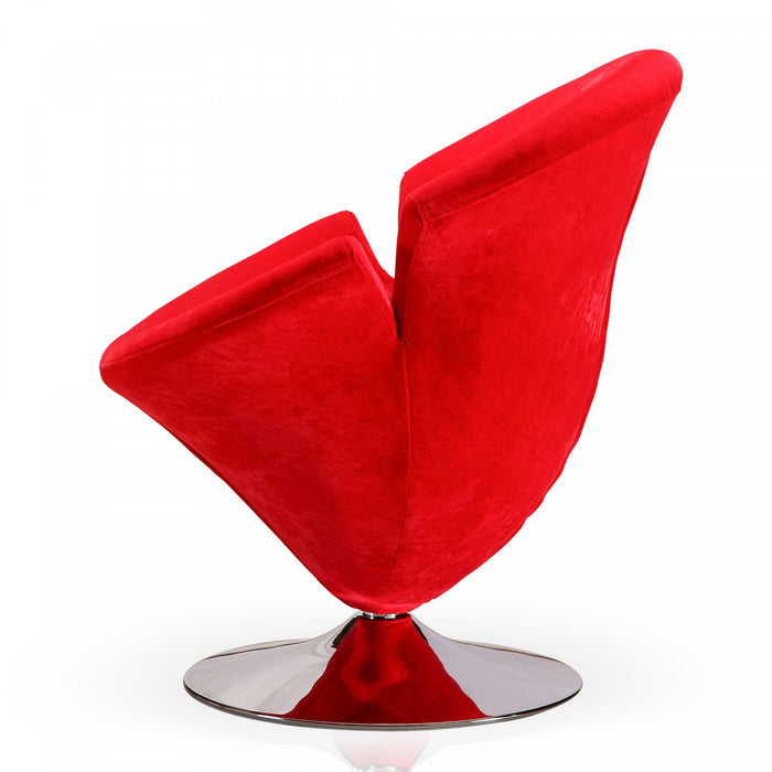 Tulip Modern Velvet Swivel Lounge Chair in Red - Set of 2