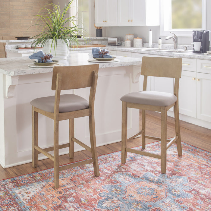 Jorissen Linen-Look Fabric Counter-Height Stool - Grey