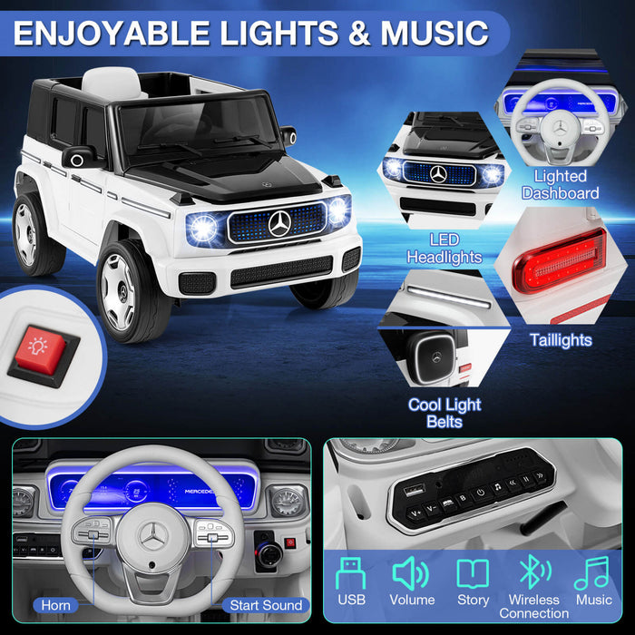 Costway Licensed Mercedes-benz Eqg Kids Ride On Car With Remote Control Detachable Battery White