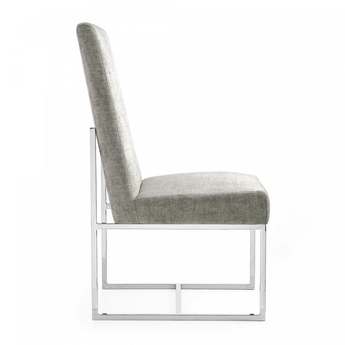 Element Modern Velvet Metal Dining Chair in Steel - Set of 2