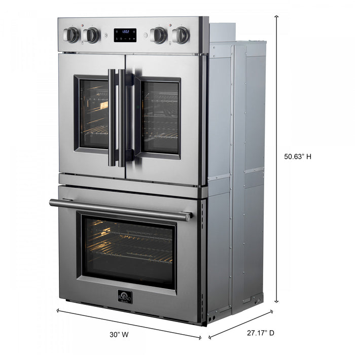 Forno Asti 30-Inch Double Electric Wall Oven in Stainless Steel, 7.36 cu. ft. - FBOEL1340-30