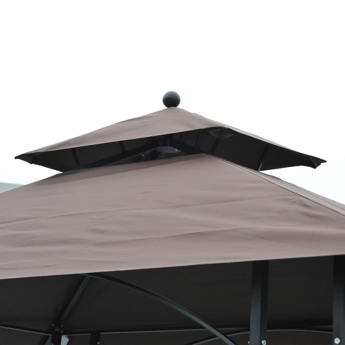 Outsunny 8' X 5' Grill Gazebo Double Tiered Tent Pavilion Grill Canopy Garden Sun Shade With 2-tires Shelf