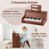 Costway 25 Keys Digital Piano with Music Stand Stool Lighted Keys Teaching Mode for 3+ Kids Brown