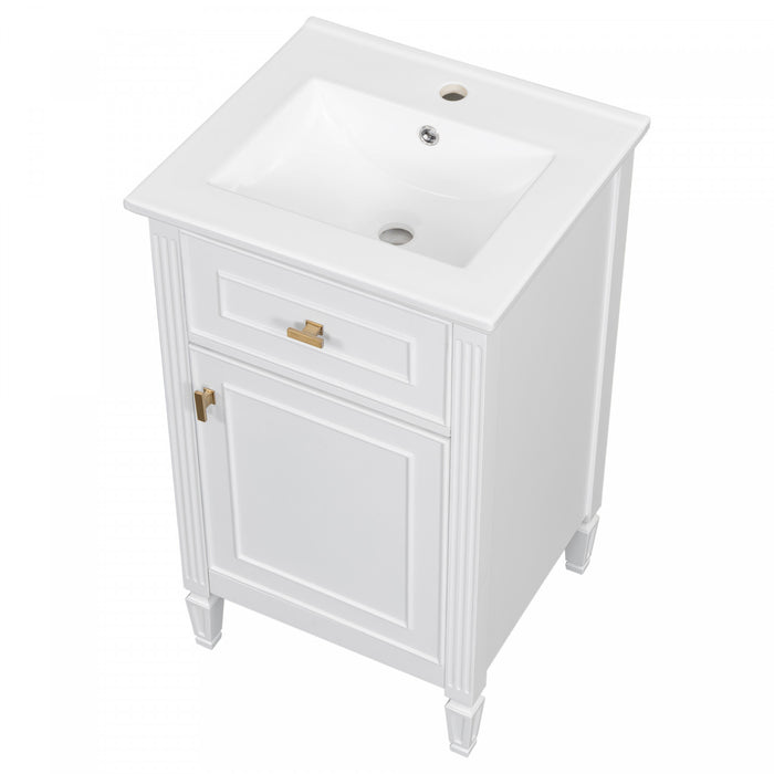 Jocelyn 20\" Bathroom Vanity with Ceramic Sink and Solid Rubberwood Frame, Black