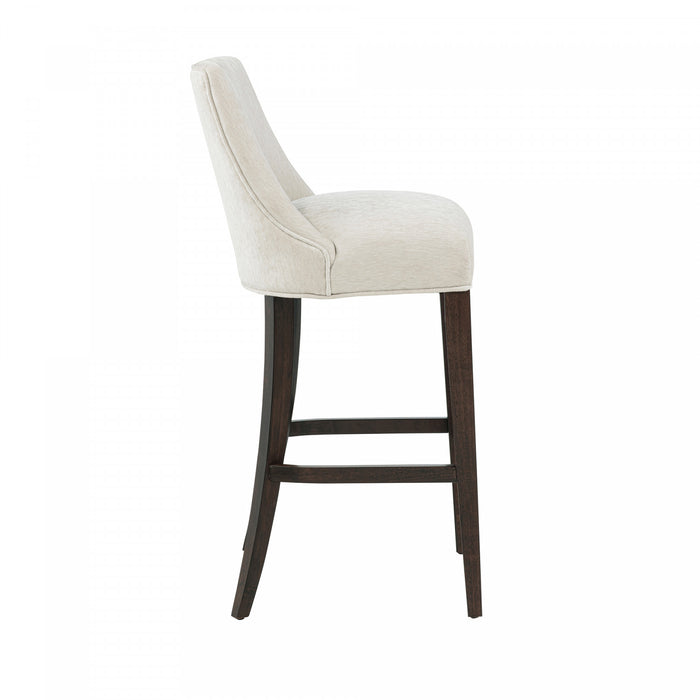 Beever Modern Chenille Wood Upholstered Barstool in Cream - Set of 2 Bar Stool