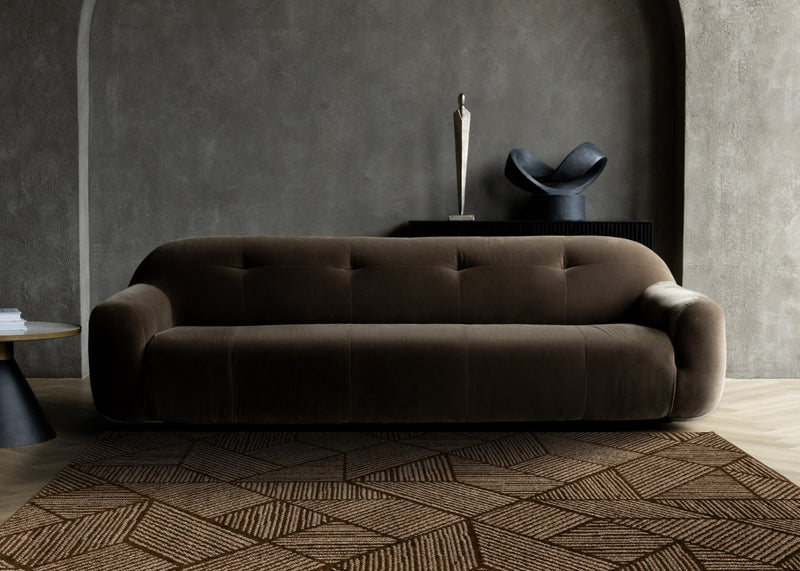 Covington Brown Taupe Striped Geometric Design Rug, 7'10\" x 10'6\" Indoor Area Rug