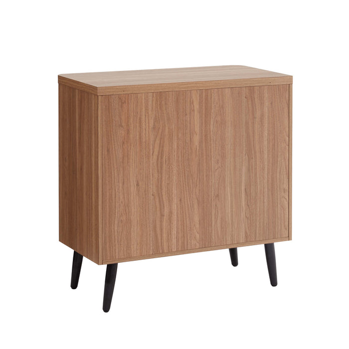Jodie Mid-Century Modern 31\" Fluted Accent Cabinet in Maple