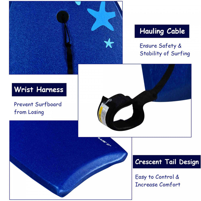 Goplus 33'' Lightweight Super Bodyboard Surfing W/leash Eps Core Boarding Ixpe Starfish