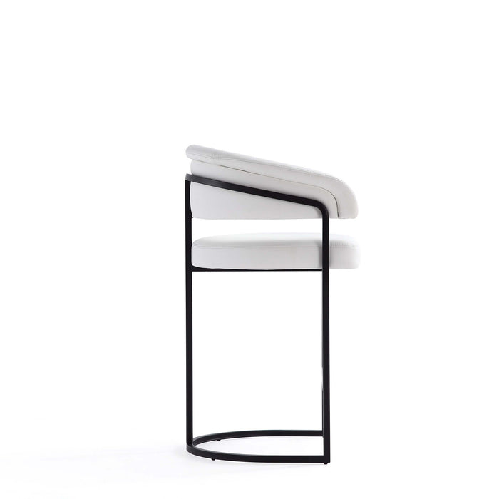 Augusta Modern Metal Upholstered Counter Stool in White - Set of 3