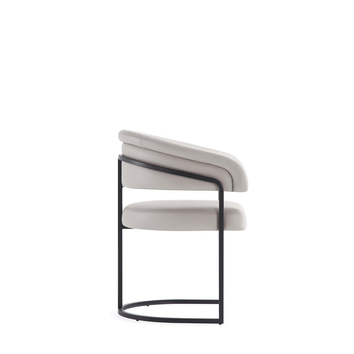 Augusta Modern Metal Vegan Leather Dining Chair in Light Gray - Set of 2